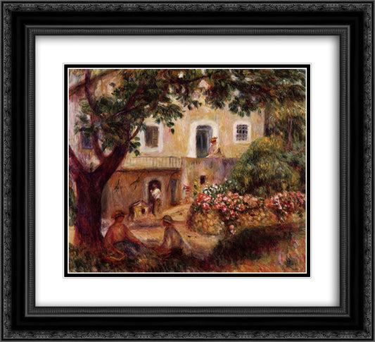 The Farm 22x20 Black Ornate Wood Framed Art Print Poster with Double Matting by Renoir, Pierre Auguste