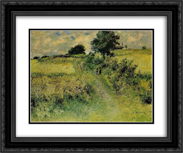 The Field 24x20 Black Ornate Wood Framed Art Print Poster with Double Matting by Renoir, Pierre Auguste