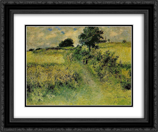 The Field 24x20 Black Ornate Wood Framed Art Print Poster with Double Matting by Renoir, Pierre Auguste