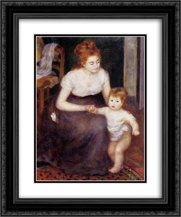 The First Step 20x24 Black Ornate Wood Framed Art Print Poster with Double Matting by Renoir, Pierre Auguste