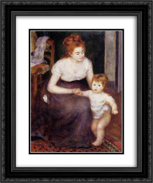 The First Step 20x24 Black Ornate Wood Framed Art Print Poster with Double Matting by Renoir, Pierre Auguste