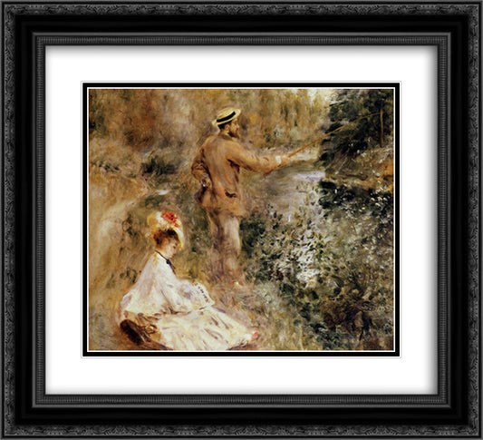 The Fisherman 22x20 Black Ornate Wood Framed Art Print Poster with Double Matting by Renoir, Pierre Auguste