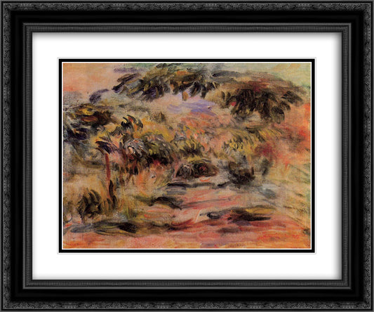 The Footpath 24x20 Black Ornate Wood Framed Art Print Poster with Double Matting by Renoir, Pierre Auguste