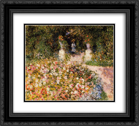 The Garden 22x20 Black Ornate Wood Framed Art Print Poster with Double Matting by Renoir, Pierre Auguste
