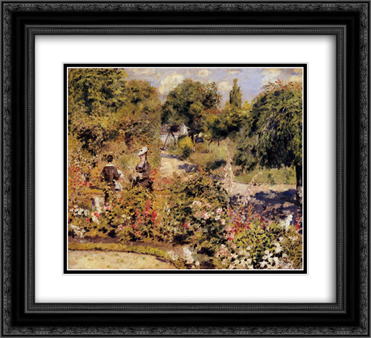 The Garden at Fontenay 22x20 Black Ornate Wood Framed Art Print Poster with Double Matting by Renoir, Pierre Auguste