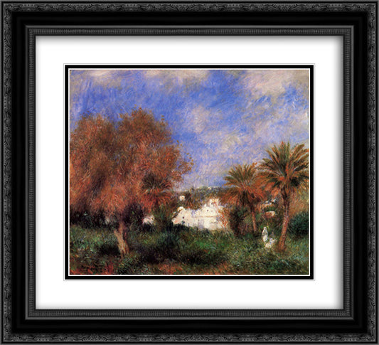 The Garden of Essai in Algiers 22x20 Black Ornate Wood Framed Art Print Poster with Double Matting by Renoir, Pierre Auguste
