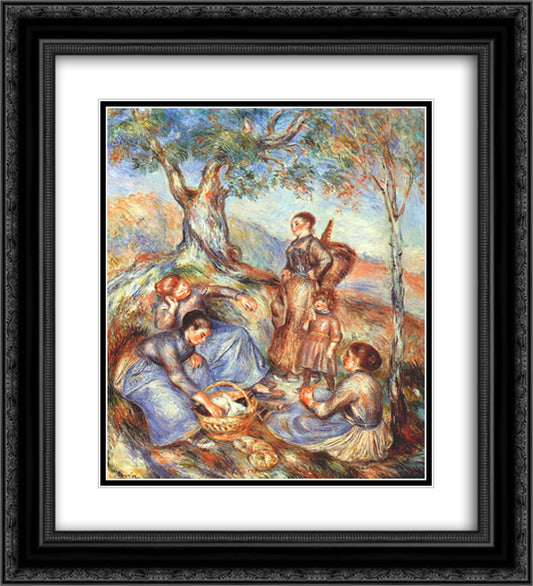 The grape pickers at lunch 20x22 Black Ornate Wood Framed Art Print Poster with Double Matting by Renoir, Pierre Auguste