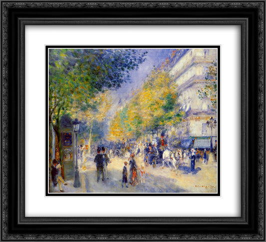 The Great Boulevards 22x20 Black Ornate Wood Framed Art Print Poster with Double Matting by Renoir, Pierre Auguste
