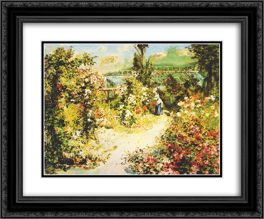 The greenhouse 24x20 Black Ornate Wood Framed Art Print Poster with Double Matting by Renoir, Pierre Auguste