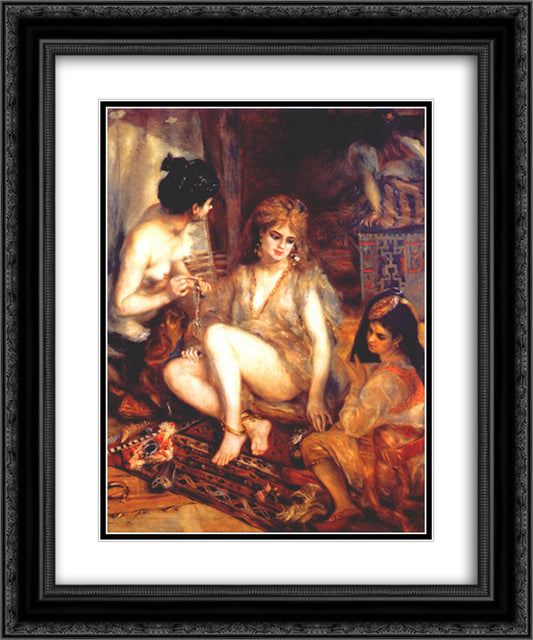 The Harem (Parisian Women Dresses as Algerians) 20x24 Black Ornate Wood Framed Art Print Poster with Double Matting by Renoir, Pierre Auguste