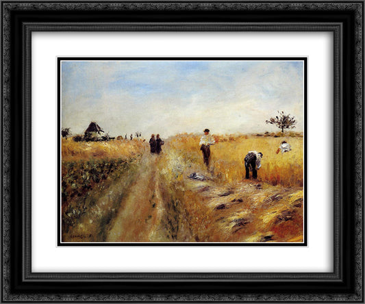 The Harvesters 24x20 Black Ornate Wood Framed Art Print Poster with Double Matting by Renoir, Pierre Auguste