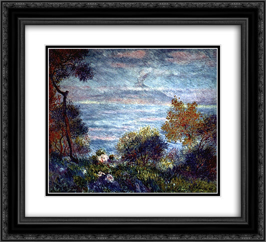 The head of Monte Sorrento 22x20 Black Ornate Wood Framed Art Print Poster with Double Matting by Renoir, Pierre Auguste