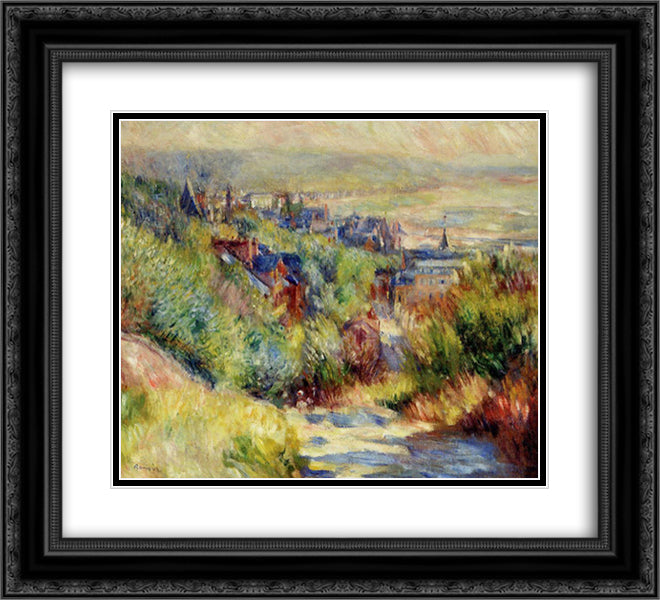 The Hills of Trouville 22x20 Black Ornate Wood Framed Art Print Poster with Double Matting by Renoir, Pierre Auguste