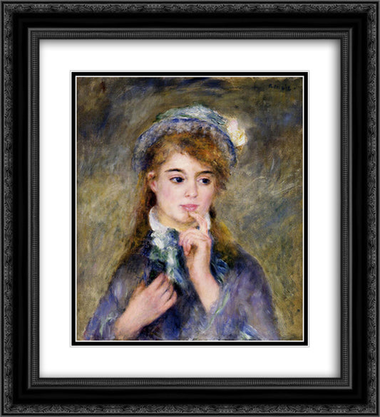 The Ingenue 20x22 Black Ornate Wood Framed Art Print Poster with Double Matting by Renoir, Pierre Auguste