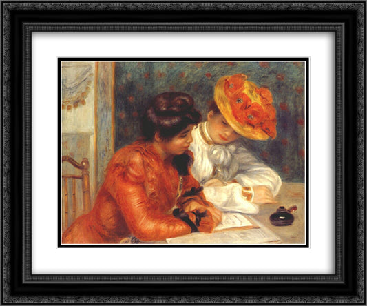 The letter 24x20 Black Ornate Wood Framed Art Print Poster with Double Matting by Renoir, Pierre Auguste
