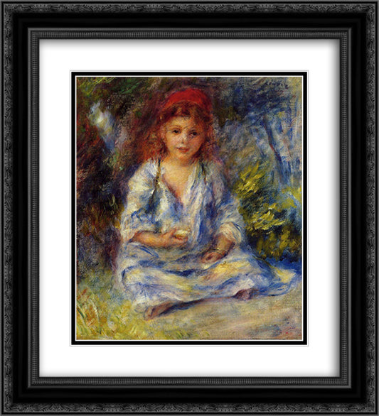 The Little Algerian Girl 20x22 Black Ornate Wood Framed Art Print Poster with Double Matting by Renoir, Pierre Auguste