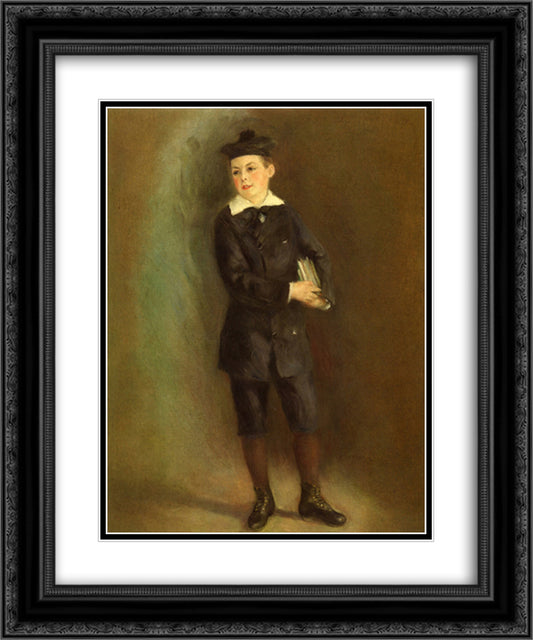 The Little School Boy 20x24 Black Ornate Wood Framed Art Print Poster with Double Matting by Renoir, Pierre Auguste