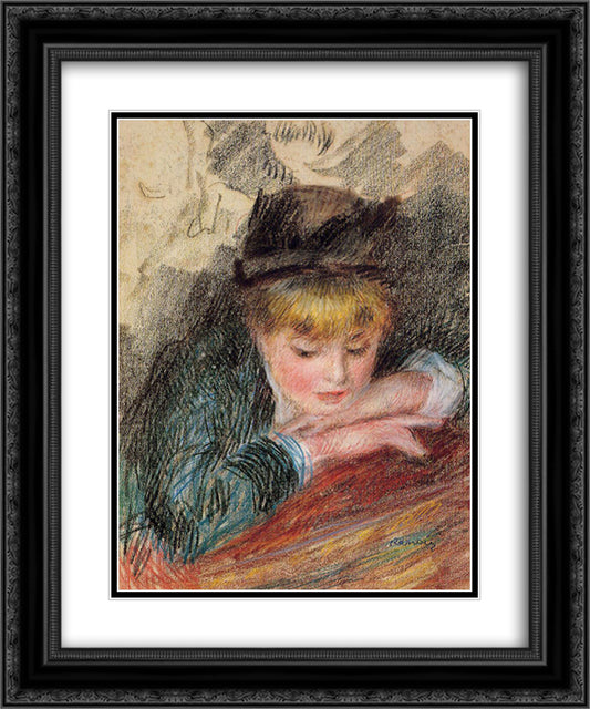 The Loge 20x24 Black Ornate Wood Framed Art Print Poster with Double Matting by Renoir, Pierre Auguste
