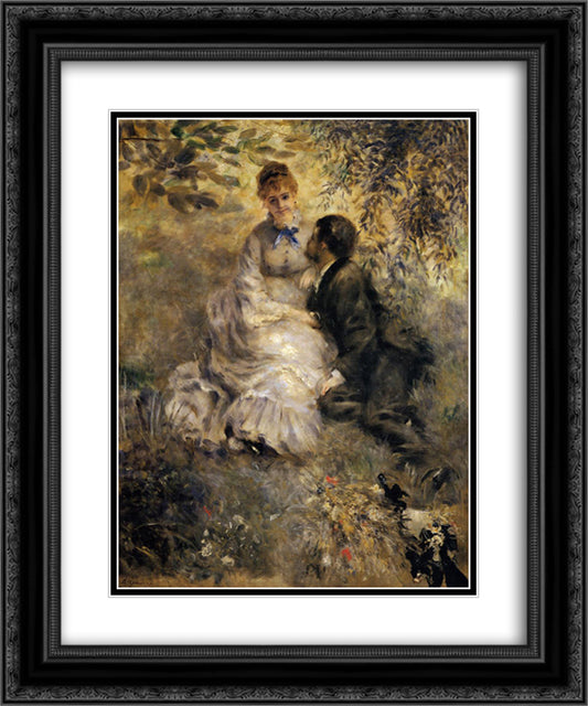 The Lovers 20x24 Black Ornate Wood Framed Art Print Poster with Double Matting by Renoir, Pierre Auguste