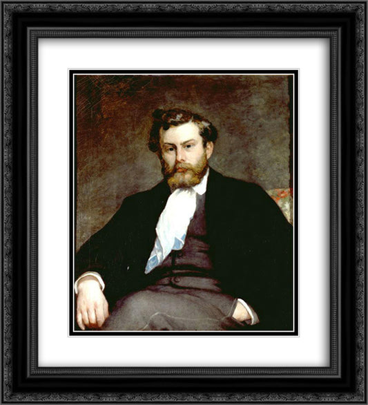 The Painter Alfred Sisley 20x22 Black Ornate Wood Framed Art Print Poster with Double Matting by Renoir, Pierre Auguste