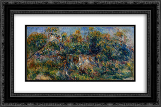 The Painter Taking a Stroll at Cagnes 24x16 Black Ornate Wood Framed Art Print Poster with Double Matting by Renoir, Pierre Auguste