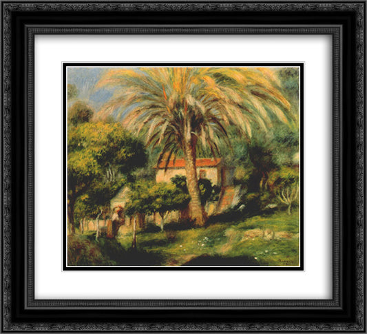 The palm tree 22x20 Black Ornate Wood Framed Art Print Poster with Double Matting by Renoir, Pierre Auguste