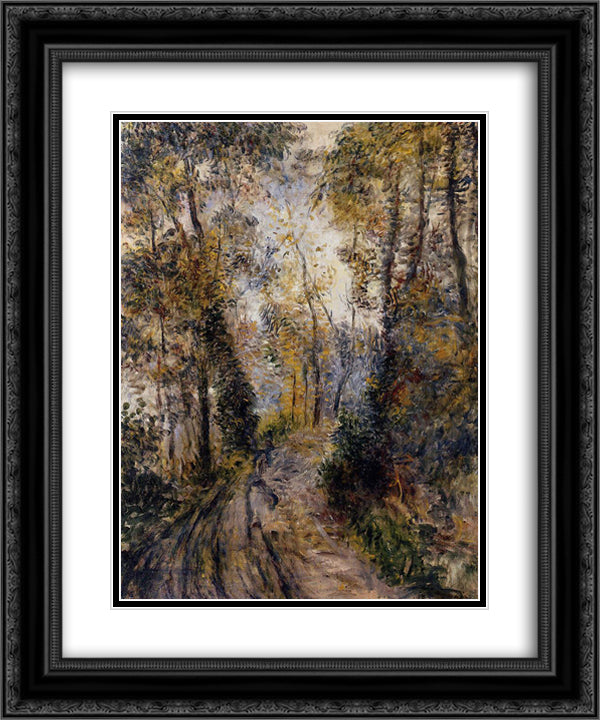 The Path through the Forest 20x24 Black Ornate Wood Framed Art Print Poster with Double Matting by Renoir, Pierre Auguste