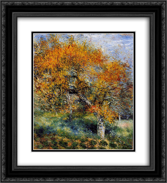 The Pear Tree 20x22 Black Ornate Wood Framed Art Print Poster with Double Matting by Renoir, Pierre Auguste