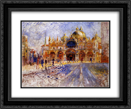 The Piazza San Marco 24x20 Black Ornate Wood Framed Art Print Poster with Double Matting by Renoir, Pierre Auguste