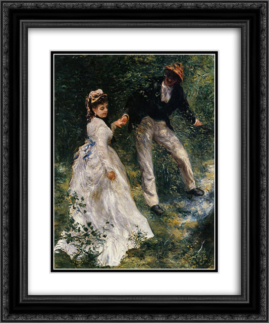 The Promenade 20x24 Black Ornate Wood Framed Art Print Poster with Double Matting by Renoir, Pierre Auguste