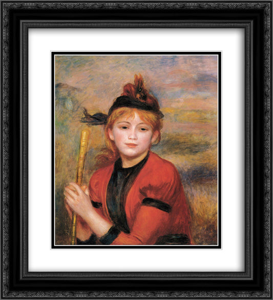 The Rambler 20x22 Black Ornate Wood Framed Art Print Poster with Double Matting by Renoir, Pierre Auguste