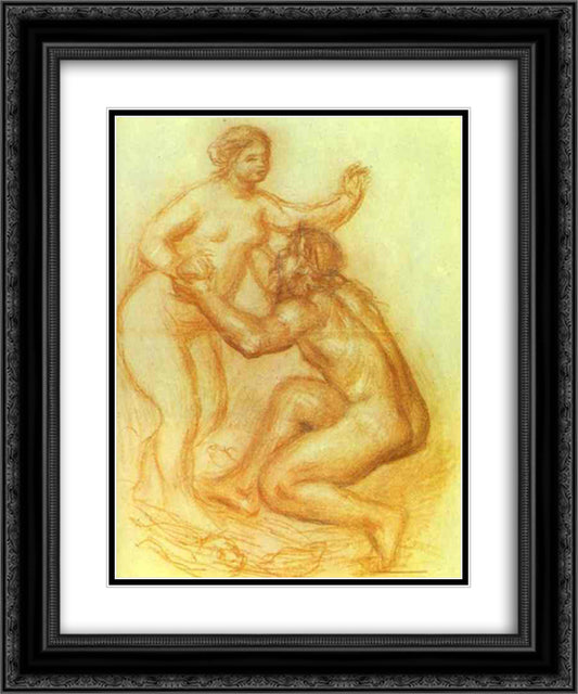 The Rhone and the Seine 20x24 Black Ornate Wood Framed Art Print Poster with Double Matting by Renoir, Pierre Auguste