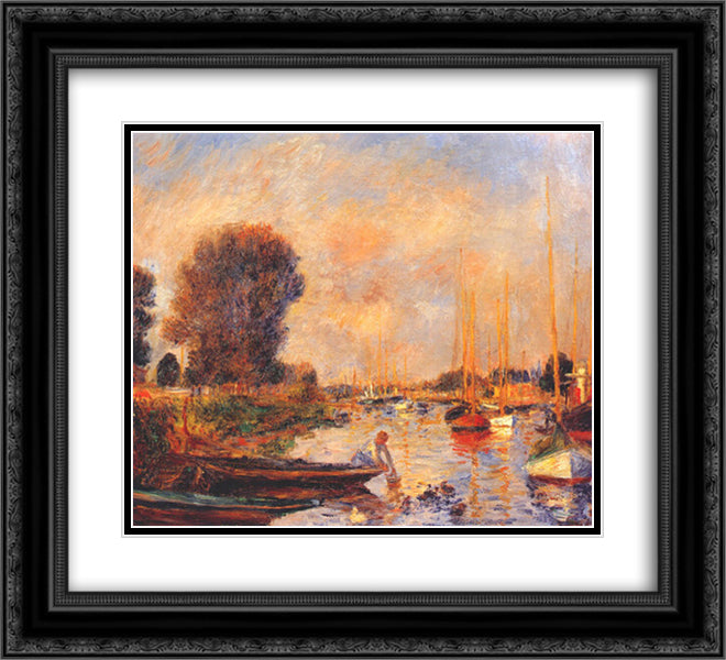 The seine at argenteuil 22x20 Black Ornate Wood Framed Art Print Poster with Double Matting by Renoir, Pierre Auguste