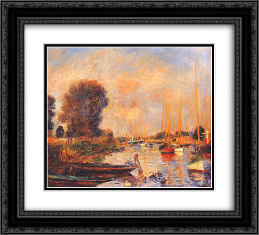 The seine at argenteuil 22x20 Black Ornate Wood Framed Art Print Poster with Double Matting by Renoir, Pierre Auguste