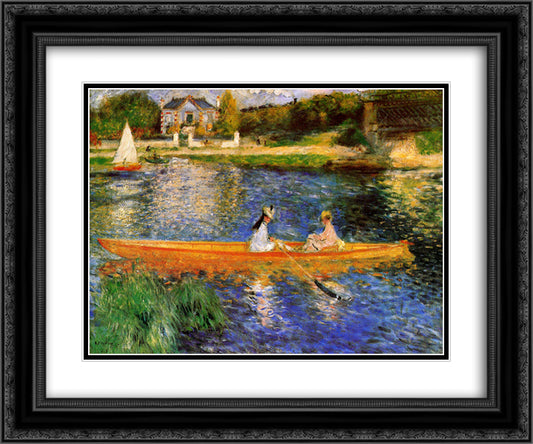 The Seine at Asnieres (The Skiff) 24x20 Black Ornate Wood Framed Art Print Poster with Double Matting by Renoir, Pierre Auguste