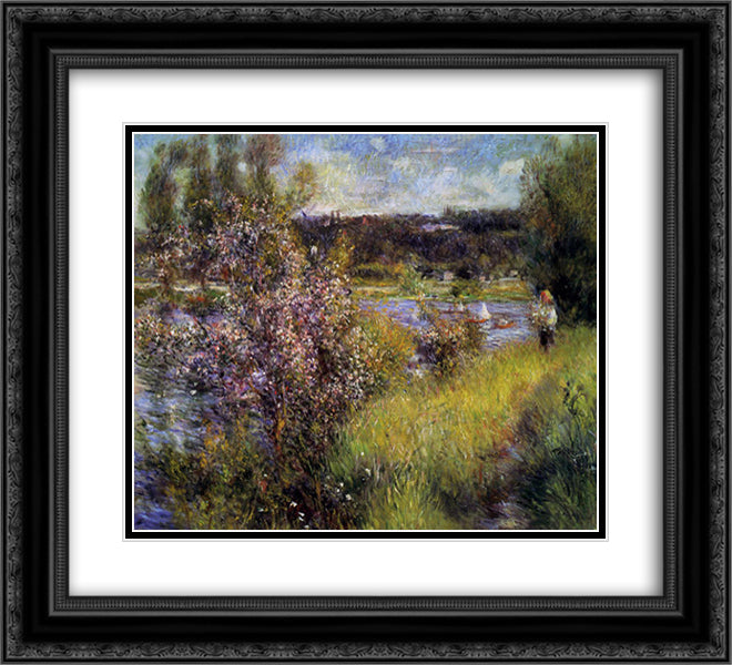 The Seine at Chatou 22x20 Black Ornate Wood Framed Art Print Poster with Double Matting by Renoir, Pierre Auguste
