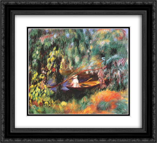 The skiff 22x20 Black Ornate Wood Framed Art Print Poster with Double Matting by Renoir, Pierre Auguste