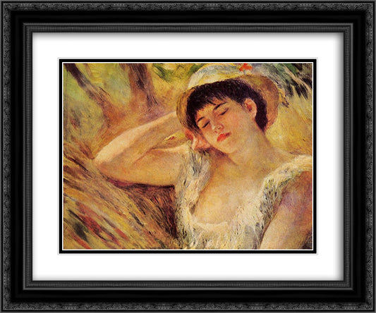 The Sleeper 24x20 Black Ornate Wood Framed Art Print Poster with Double Matting by Renoir, Pierre Auguste