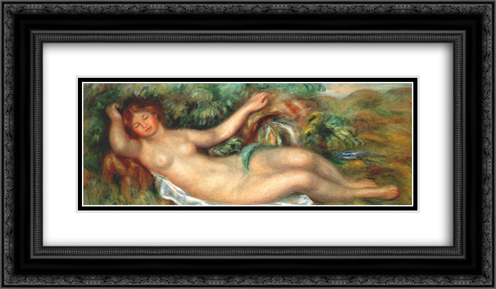 The Spring 24x14 Black Ornate Wood Framed Art Print Poster with Double Matting by Renoir, Pierre Auguste