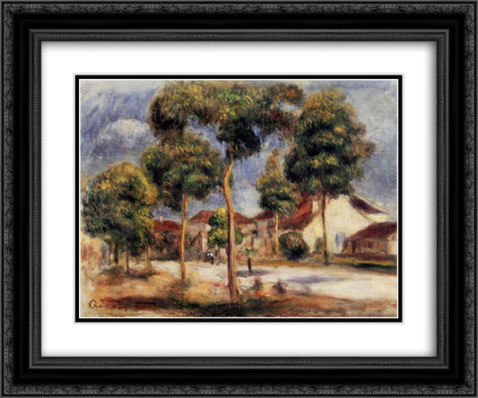 The Sunny Street 24x20 Black Ornate Wood Framed Art Print Poster with Double Matting by Renoir, Pierre Auguste