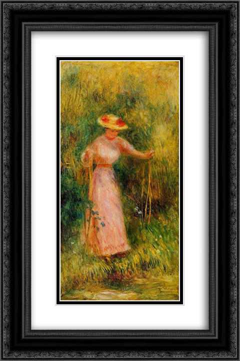 The Swing 16x24 Black Ornate Wood Framed Art Print Poster with Double Matting by Renoir, Pierre Auguste