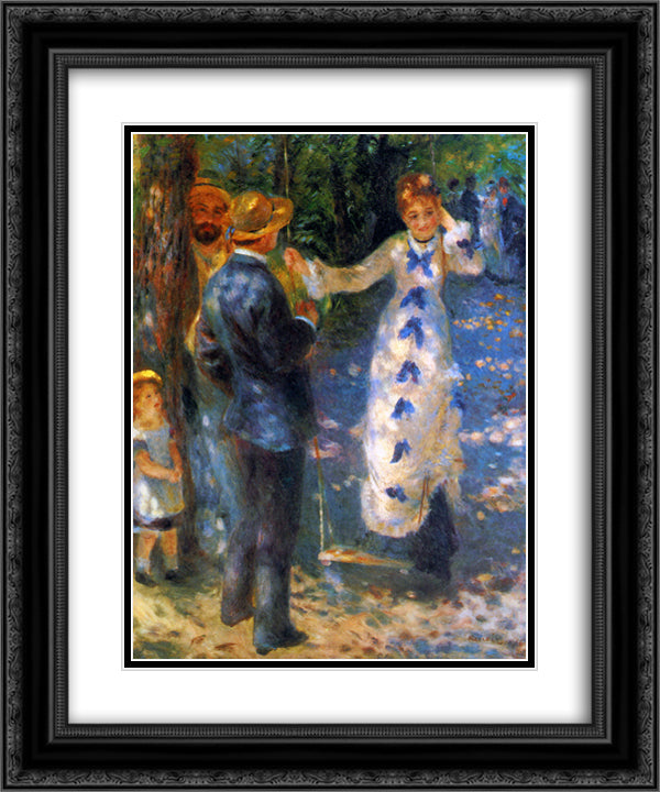 The Swing (La Balancoire) 20x24 Black Ornate Wood Framed Art Print Poster with Double Matting by Renoir, Pierre Auguste