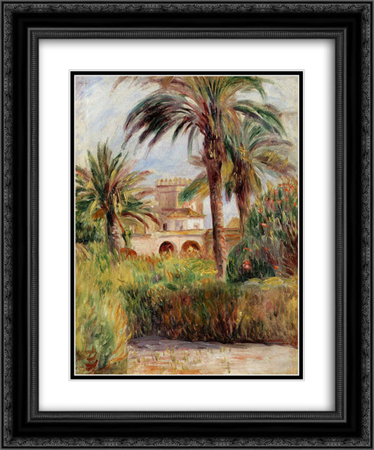 The Test Garden in Algiers 20x24 Black Ornate Wood Framed Art Print Poster with Double Matting by Renoir, Pierre Auguste