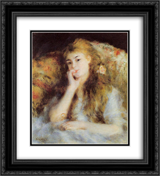 The Thinker 20x22 Black Ornate Wood Framed Art Print Poster with Double Matting by Renoir, Pierre Auguste