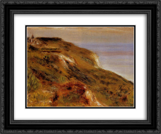 The Varangeville Church and the Cliffs 24x20 Black Ornate Wood Framed Art Print Poster with Double Matting by Renoir, Pierre Auguste