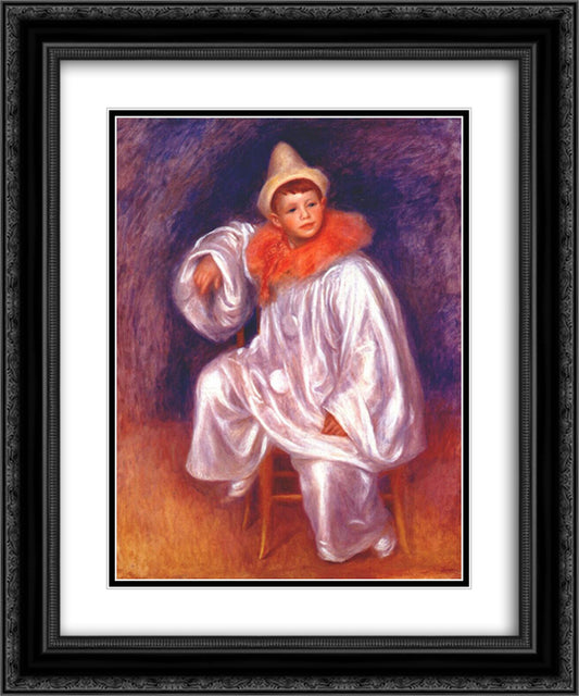 The white pierrot (Jean Renoir) 20x24 Black Ornate Wood Framed Art Print Poster with Double Matting by Renoir, Pierre Auguste