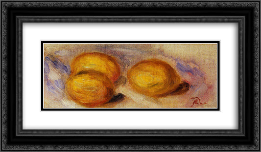 Three Lemons 24x14 Black Ornate Wood Framed Art Print Poster with Double Matting by Renoir, Pierre Auguste