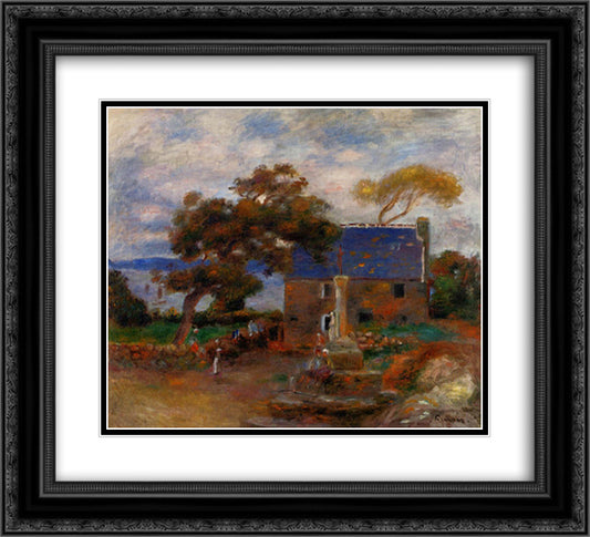 Treboul 22x20 Black Ornate Wood Framed Art Print Poster with Double Matting by Renoir, Pierre Auguste