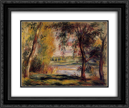 Trees by the Water 24x20 Black Ornate Wood Framed Art Print Poster with Double Matting by Renoir, Pierre Auguste
