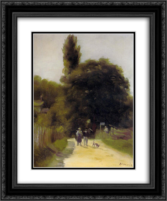 Two Figures in a Landscape 20x24 Black Ornate Wood Framed Art Print Poster with Double Matting by Renoir, Pierre Auguste